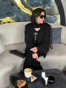 تصویر کت زنانه مروارید سیاه ژاکارد لمه - فری سایز 36 تا 42 