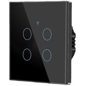 تصویر کلید چهار پل هوشمند لمسی با قابلیت کنترل از طریق WiFi و ریموت 433MHz - قاب مشکی 