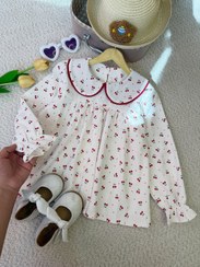 تصویر شومیز مخمل کبریتی دخترانه آلبالو - سایز2 