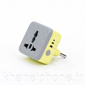 تصویر تبدیل تایمر دار سه به دو شارژر آیفون باگارانتی 36ماهه هادرون power plug adapter