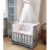 تصویر تخت کنار مادر و گهواره نوزاد مدل مستطیلی همراه با تشک تور و حفاظ داخلی(هزینه ارسال با مشتری) 