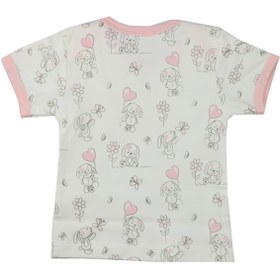 تصویر تی شرت دخترانه آستین کوتاه زانکو طرح خرگوش و قلب 