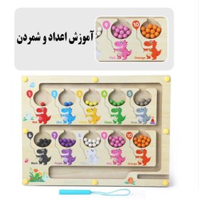 تصویر ماز آهنربایی چوبی آموزش رنگ و اعداد 