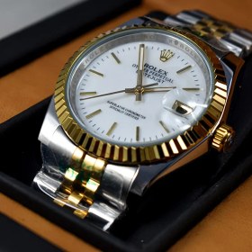 تصویر ساعت مچی مردانه رولکس مدل 905M دورنگ طلایی صفحه سفید 
