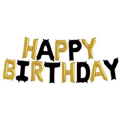 تصویر بادکنک فویلی هپی برد دی 13 تیکه طلایی مشکی 