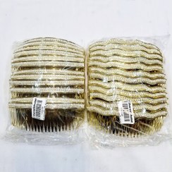 تصویر شانه زلف طلایی نگین دار 13 سانت 