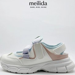 تصویر صندل کتونی طبی کد ۱۰۹۱ رنگ سفید یاسی و صورتی 