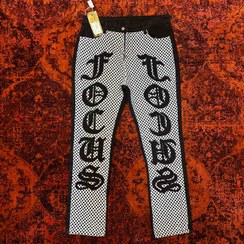 تصویر شلوار جین ترپی YG Patchwork Embroidered Gothic Letters Jeans