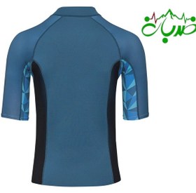 تصویر راشگارد آستین کوتاه جلوزیپ مردانه ۱/۵ میل برند F2 - آبی / Men's Surfing Rash Guard short-sleeved