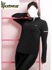 تصویر بلوز فینگردار سایز بزرگ ورزشی زنانه NIKE کد 005 NIKE womens big size sports blouse with fingers code 005