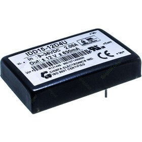 تصویر مبدل ولتاژ چینفا 630± میلی آمپر CHINFA IDD15-12D4U DC/DC IN:9-36V OUT:±12V 