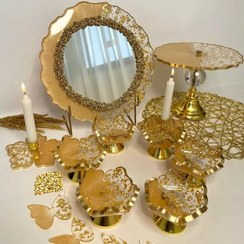 تصویر ست هفت سین رزینی طلایی نباتی 