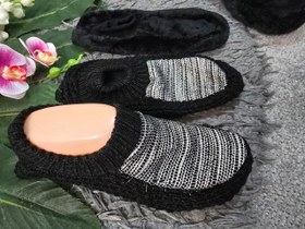 تصویر پاپوش بافت - مشکی طلایی 