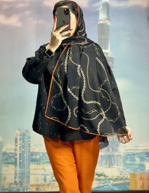 تصویر شال مشکی طرح دار 