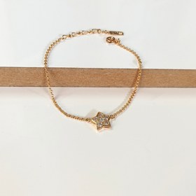 تصویر دستبند زنجیری ظریف با پلاک ستاره زنانه طرح طلا ژوپینگ کد1167 