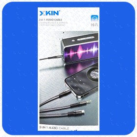 تصویر کابل تبدیل 3کاره AUX به Type-Cلایتنینگ AUX برند ایکس کین مدل X KIN XK-AUX114 