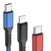 تصویر کابل تبدیل 1 به 3 میامی USB به Lightning/Micro-USB/Type-c 