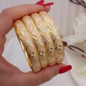 تصویر النگو زنانه ۱۰ میل طلا روس پک دوتایی 