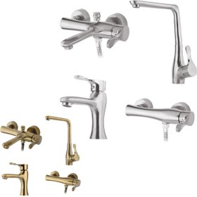 تصویر ست شیرآلات جزیره مدل یاتو کروم Jazire faucet set Yato