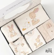 تصویر ست نوزادی نیلی ۱۳ تیکه طرح خرگوش بازیگوش سایز ۰ تا ۳ ماه 