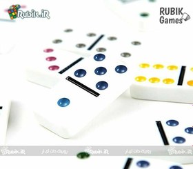 تصویر بازی گروهی دومینو سرامیکی رنگی (domino double 6 color dot) 