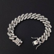 تصویر دستبند فول نگین نقره ای 