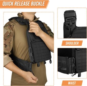 تصویر Tactical Airsoft Vest Adjustable amp Lightweight Laser-Cutting Modular Paintball Vest with Quick Release Cummerbund - ارسال 15 الی 20 روز کاری 