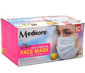 تصویر ماسک پرستاری 50 عددی ( مدیکور ) | FACE MASK 50PCS ( MEDICORE ) 