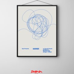 تصویر تابلو خط خطی - 20x20cm / چوب روشن عرض ۳ سانتی‌متر 