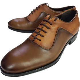 تصویر کفش چرم مجلسی عسلی مدل ونیز Formal leather shoes