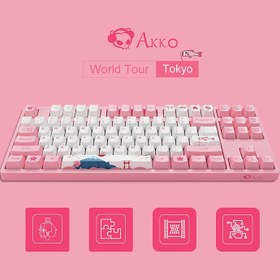 تصویر کیبورد گیمینگ Akko 87 Key Mechanical Akko 87 Key Mechanical Gaming Keyboard Pink Wired TKL Compute Keyboard World Tour Tokyo with Programmable Macros, OEM Profile PBT Dye-Sub Keycaps and N-Key Rollover (Pink Linear Switch)