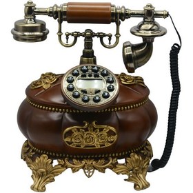 تصویر تلفن رومیزی آرنوس، تلفن سلطنتی دست ساز ساخته شده از رزین، تلفن دکوری و تزیینی زیبا سبک قدیمی دارای کالر آیدی | کد 410W 