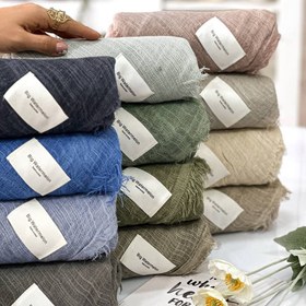 تصویر شال لینن کنفی ۴ طرف ریشه 20640 