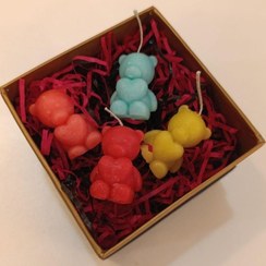 تصویر شمع تدی قلبی - آبی Lovely Teddy Candle