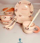 تصویر ست غذاخوری فانتزی ۲ نفره دیزنی لند طرح مینی ماوس سرامیک ۶ تکه 