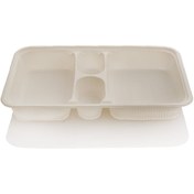 تصویر ظرف یکبار مصرف گیاهی ۴ خانه آملون بسته ۵۰ عددی 