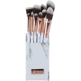 تصویر ست براش 10 عددی روزت همراه با استند چرم مصنوعی Russett Make Up Brush Set Pack Of 10