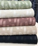 تصویر کسمه اورگاندی طرح مستطیل ریش دار کرم نسکافه ای 