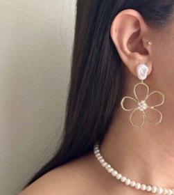 تصویر گوشواره گل توری 