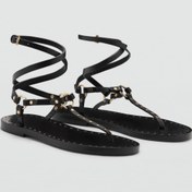 تصویر صندل زنانه با باند چرمی اورجینال MANGO 