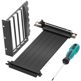 تصویر کابل رایزر گرین Vertical Graphics Card mounting Kit PCI-E x16 4.0 Riser Cable GREEN Vertical Graphics Card mounting Kit PCI-E x16 4.0