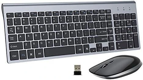 خرید و قیمت Wireless Keyboard and Mouse - 2.4G USB Ergonomic Full Size  Compact Wireless Keyboard Mouse Combo for PC Computer Laptop Windows mac  MacBook - Black Grey