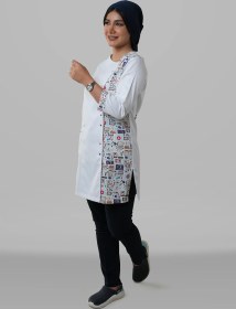 تصویر روپوش زنانه ترکیبی طرح مدیکال بنفش Women's purple Medical design combination Lab Coat
