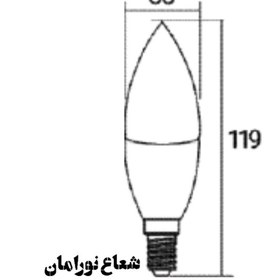 تصویر لامپ شمعی 6 وات led پارس شعاع توس 