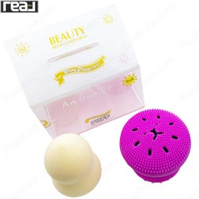 تصویر ست فیس براش سیلیکونی و پد تخم مرغی - بصورت 1 جفت Silicone face brush and egg pad set