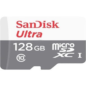 تصویر کارت حافظه microSDXC سن دیسک مدل Ultra کلاس 10 استاندارد UHS-I سرعت 100MBps ظرفیت 128 گیگابایت با آداپتور 