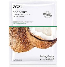 تصویر ماسک ورقه ای صورت کلاژن ساز نارگیل زوزو وزن 30 گرم ZOZO ZOZO COCONUT COLLAGEN ESSENCE MASK