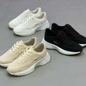 تصویر کتانی زنانه فوکس چرم مصنوعی سایز ۳۷ تا ۴۰ رنگ کرم و سفید 