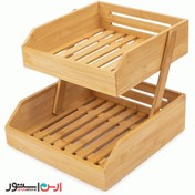 تصویر استند دو طبقه چوبی بامبو اعلا وارداتی 