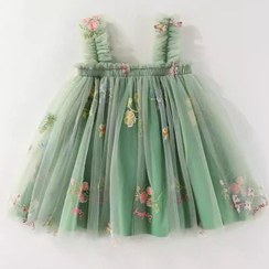 تصویر پیراهن گل دار دخترانه توردار 